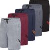 Real Essentials 5 Pack: Men's Dry-Fit Sweat Resistant Active Athletic Performance Shorts