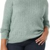 Amazon Essentials Women's Lightweight Long-Sleeve Cable Crewneck Sweater (Available in Plus Size)