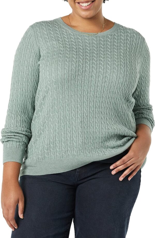 Amazon Essentials Women's Lightweight Long-Sleeve Cable Crewneck Sweater (Available in Plus Size)