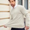 COOFANDY Men's Crewneck Knit Sweater Slim Fit Lightweight Casual Twist Patterned Cable Knitted Pullover