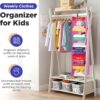 Weekly Clothes Organizer for Kids - 6-Shelf - Hanging Closet Daily Clothing Organization Labeled Shelves with Days of the Week Monday Through Friday, Weekday and Weekend (Pink)