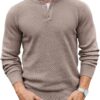 COOFANDY Men's Quarter Button Sweater Lightweight Mock Neck Pullover Sweater Fashion Casual Knitted Henley Sweater