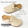 CUSHIONAIRE Hana Slip-On Buckle Clog with Cork Footbed +Memory Foam, Wide Widths Available