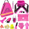 Pink Car Emergency Kit, Premium Roadside Emergency Car Accessories Kit with Jumper Cables, Flashlight, Shovel, Screwdriver Set, etc Car Accessories for Women