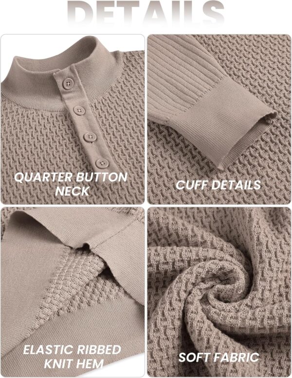 COOFANDY Men's Quarter Button Sweater Lightweight Mock Neck Pullover Sweater Fashion Casual Knitted Henley Sweater