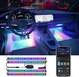 Govee Car LED Strip Lights, Smart RGBIC Interior Car Lights with APP Control, 4 Music Modes, 30 Scene Options and 16 Million Colors, 2 Lines Design LED Lights for Car Decor, DC 12V