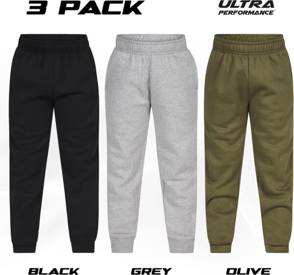 Ultra Performance 3 Pack Boys Sweatpants Kids Clothes Active Soft Fleece Joggers for Boys Size 8-20