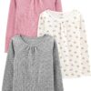 Simple Joys by Carter's Girls' Long-Sleeve Shirts, Pack of 3