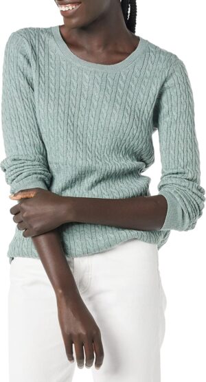 Amazon Essentials Women's Lightweight Long-Sleeve Cable Crewneck Sweater (Available in Plus Size)