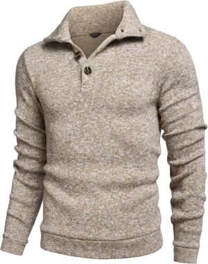 COOFANDY Men's Casual Slim Fit Pullover Sweater Knitted Thermal Sweatshirt