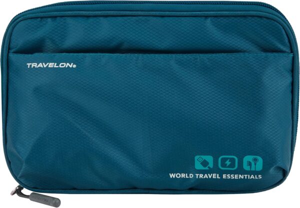 Travelon World Travel Essentials Tech Organizer, Peacock Teal