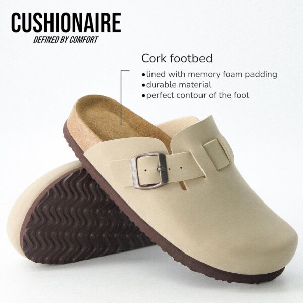 CUSHIONAIRE Hana Slip-On Buckle Clog with Cork Footbed +Memory Foam, Wide Widths Available