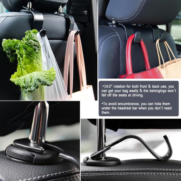 Amooca Car Seat Headrest Hook 4 Pack Hanger Storage Organizer Universal for Handbag Purse Coat fit Universal Vehicle Car Black S Type