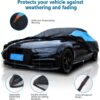 MORNYRAY Waterproof Car Cover All Weather Snowproof UV Protection Windproof Outdoor Full car Cover, Universal Fit for Sedan (Fit Sedan Length 194-206 inch, Blue)