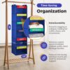 Weekly Clothes Organizer for Kids - 6-Shelf - Hanging Closet Daily Clothing Organization Labeled Shelves with Days of The Week Monday Through Friday, Weekday and Weekend. (Blue)