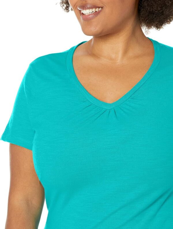 Hanes Slub Jersey Shirred V-Neck