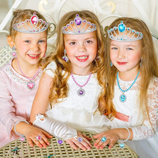 Princess Dress Up Toys & Jewelry Boutique, Costumes Set incl Color Skirts, Shoes, Crowns, Accessories, Girls Role Play Gift for 3 4 5 6 Year old Girl Toddler ​B-day Party Favors