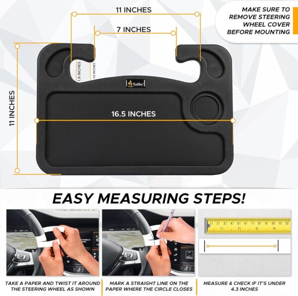 EcoNour 2 in 1 Car Steering Wheel Desk, Tray for Laptop Car Mount with Pen Holder| Food Tray for Eating with Drinks Holder | Multipurpose Travel Car Accessories