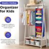 Weekly Clothes Organizer for Kids - 6-Shelf - Hanging Closet Daily Clothing Organization Labeled Shelves with Days of The Week Monday Through Friday, Weekday and Weekend. (Blue)