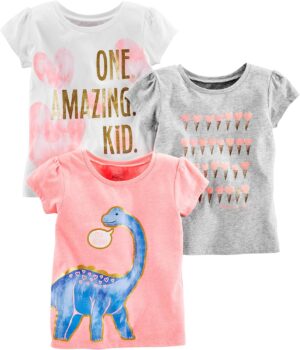 Simple Joys by Carter's Girls' Short-Sleeve Shirts and Tops, Pack of 3