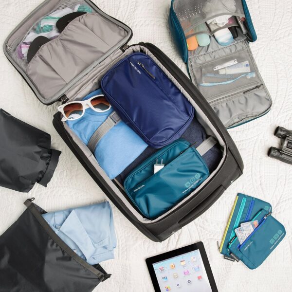 Travelon World Travel Essentials Tech Organizer, Peacock Teal